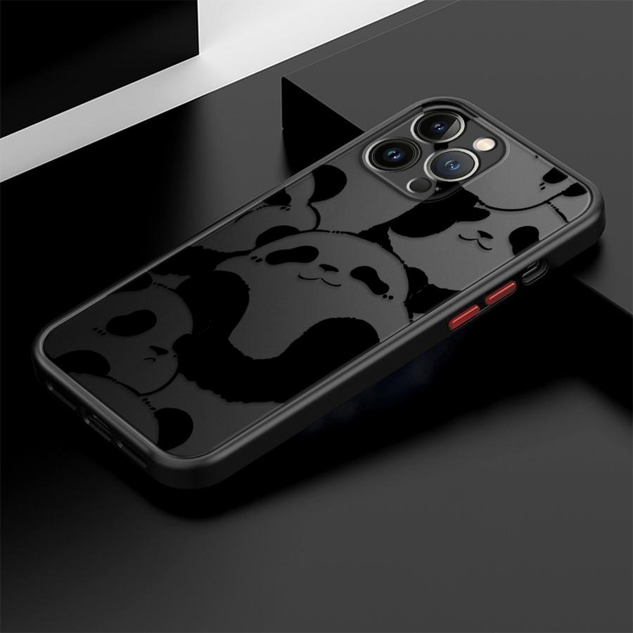 Cute Cartoon Panda Phone Case For iPhone 16 15 14 13 12 11 Pro Max Mini X XS XR SE 7 8 Plus Shockproof Matte Hard Cover Fundas