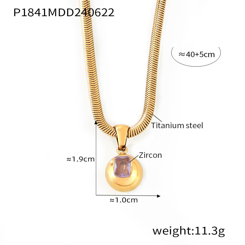 316L Stainless Steel Snake Bone Chain Necklace for Women Fashion Colorful Zircon Ball 18K Gold Plated Pendant Necklace Zircon
