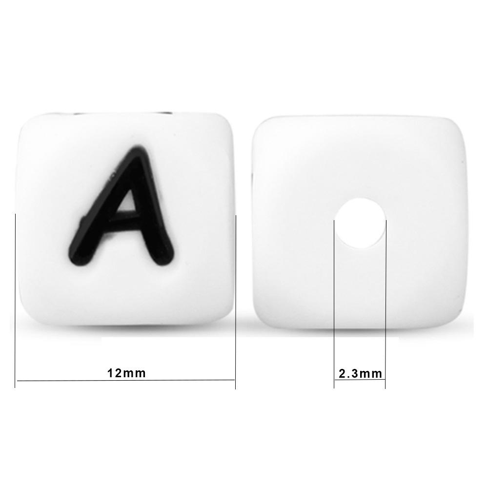 50Pcs/lot Silicone Bead Letters 12mm White Silicone Alphabet Beads DIY Bracelet Pacifier Chain Accessories For Jewelry Making