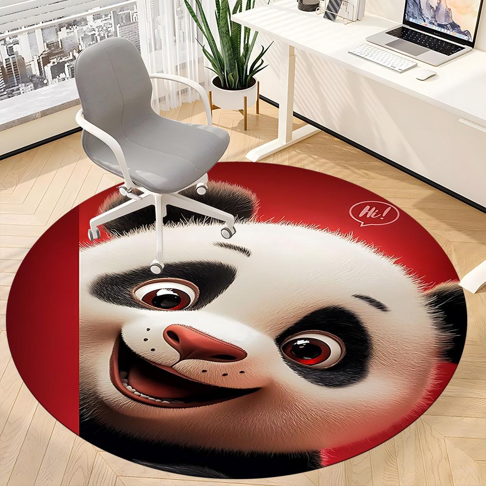 1 Stück Panda Lächeln Büro Runder Teppich, Matte Geeignet für Büro, Unter Bürostühlen Schlafzimmer Wohnzimmer Heimdekoration, Zimmerdeko