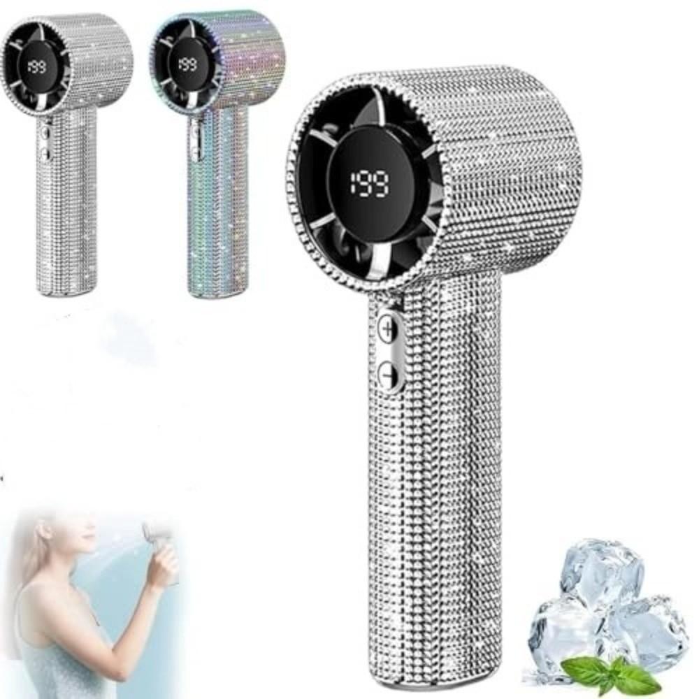 Diamond Design Mini Handheld Fan High Speed Turbo Fan Creative Digital Display Fan Vacation