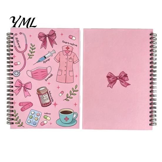 Healthcare Practitioner Journal Medical Themed Coil Notebook, Double Cover Design Thick Ink-proof Paper School Writing Notebook Notepad, Spiral Bound