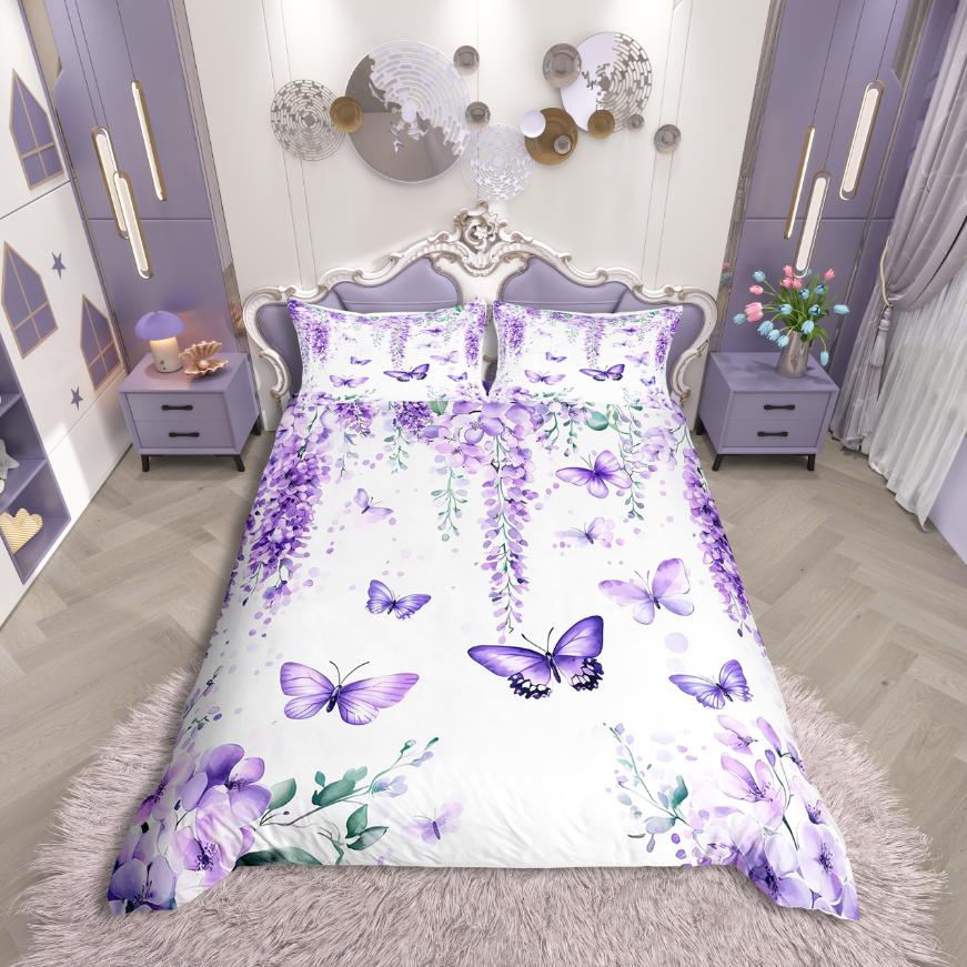 Comforter Homewish Chic Butterflies Cartoon Butterflirs Bedding Setpink Black Bed Set For Kidsluxury Bedroom Decor
