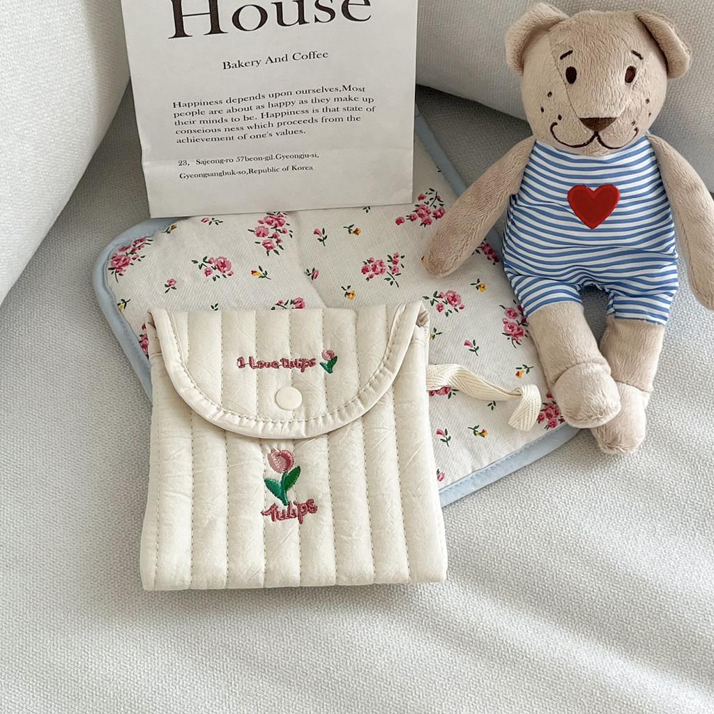 Cute Cartoon Embroidery Sanitary Pad Organizer For Travel And Makeup Storage