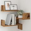 Vintage wooden corner shelf, creative design irregular wall shelf, artistic wall-mounted decorative storage rack, 40x40x49,5 cm
