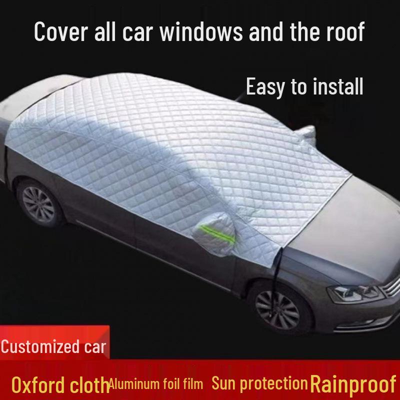 Universal All-Season Half Car Cover: Snow Shield, Frost Protection, Heat Insulation. Default - Direct from Erxun Factory