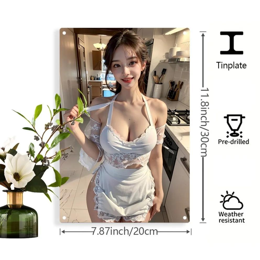 Metal Tin Sign Wall Art Decor - Pre-Drilled Weatherproof Iron Hanging Plaque for Kitchen Garden Indoor Outdoor Room Festival Dec