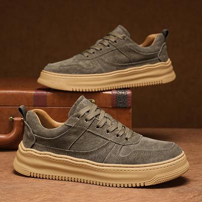 Eerste laag varkensleer retro Air Force One heren casual herfst en winter lage sneakers platform tarwe herenschoenen trendy schoenen