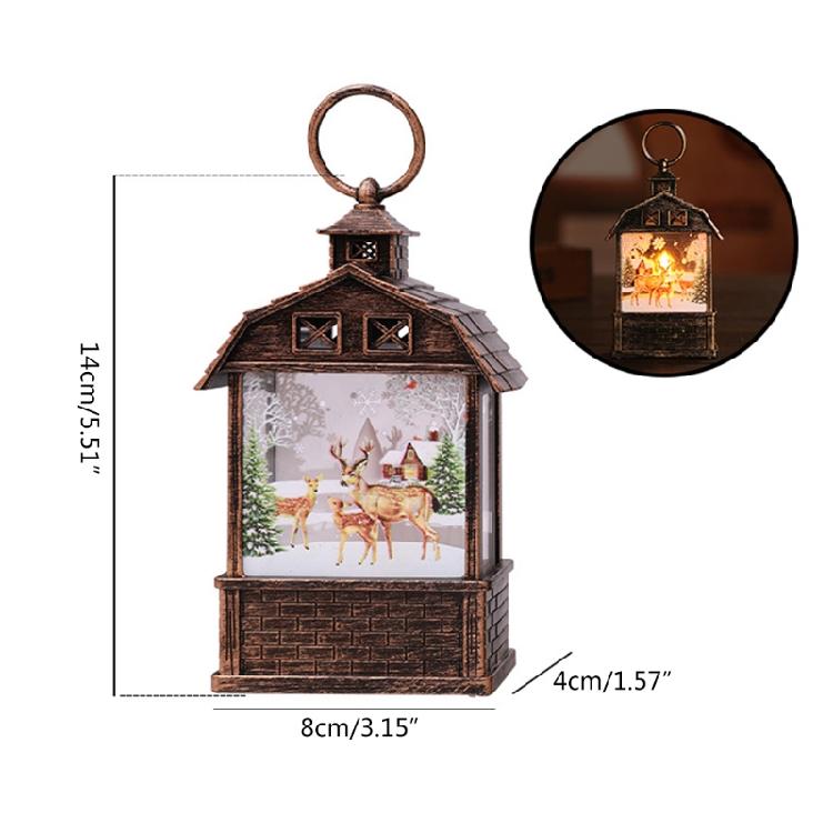 Christmas Lantern Man Snowman Deer Jesus Pattern Glowing Lamp Ornament Portable