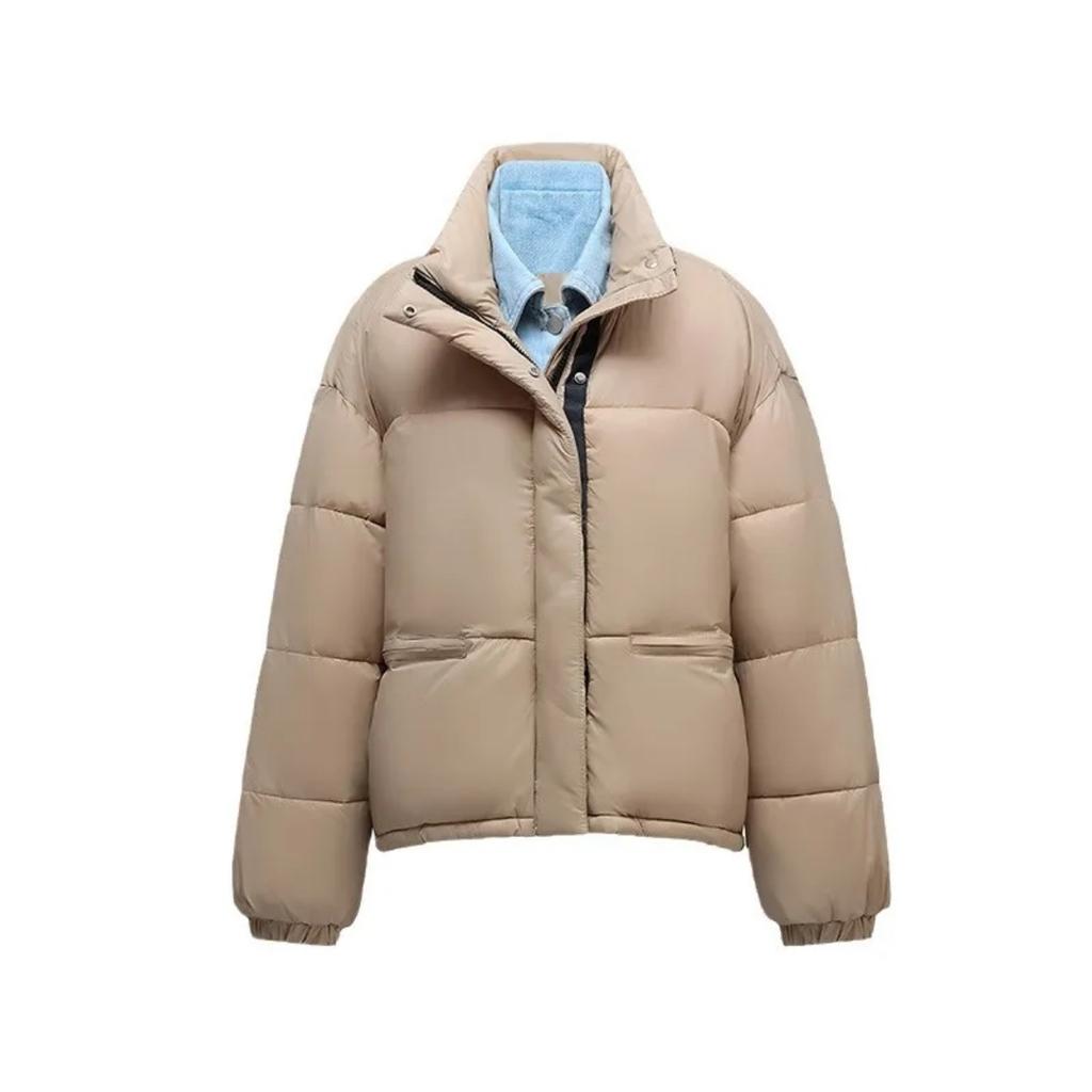 YJKDYK 2024 Winter Women's Cotton Jacket Female Pure Collar Thicken Warm Bread Jacket Women's High Collar Thicken Parkas Coat
