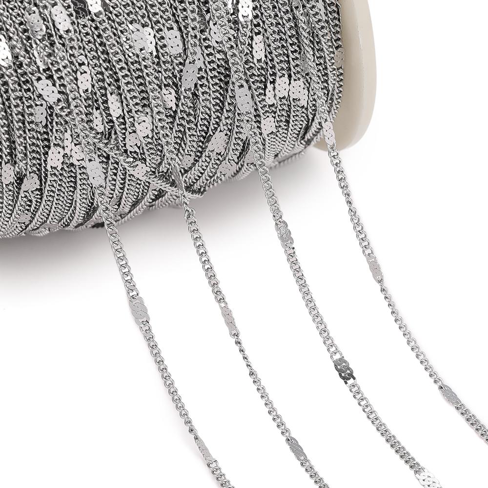 1Meter/Pack Stainless Steel Link Chains Bulk Gold Color Necklace Chains for DIY Bracelet Necklace Jewelry Making Accessories