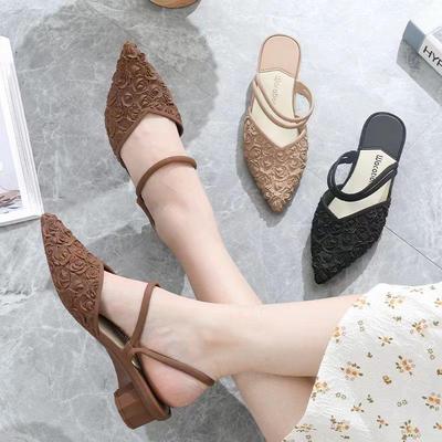 Women’s Fashion Two-Wear Low-Cut Chunky Heel Waterproof Sandals