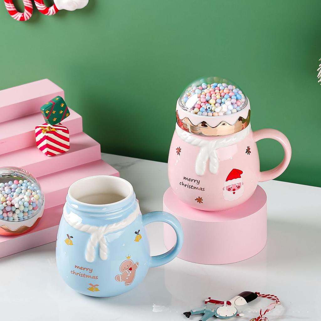 Creative Christmas Cup High Value Ceramic Cup Mug Gift Water Cup with Lid Cross Border Cartoon Cup Souvenir