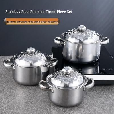 Wutuo 3-Piece Stainless Steel Soup Pot Set