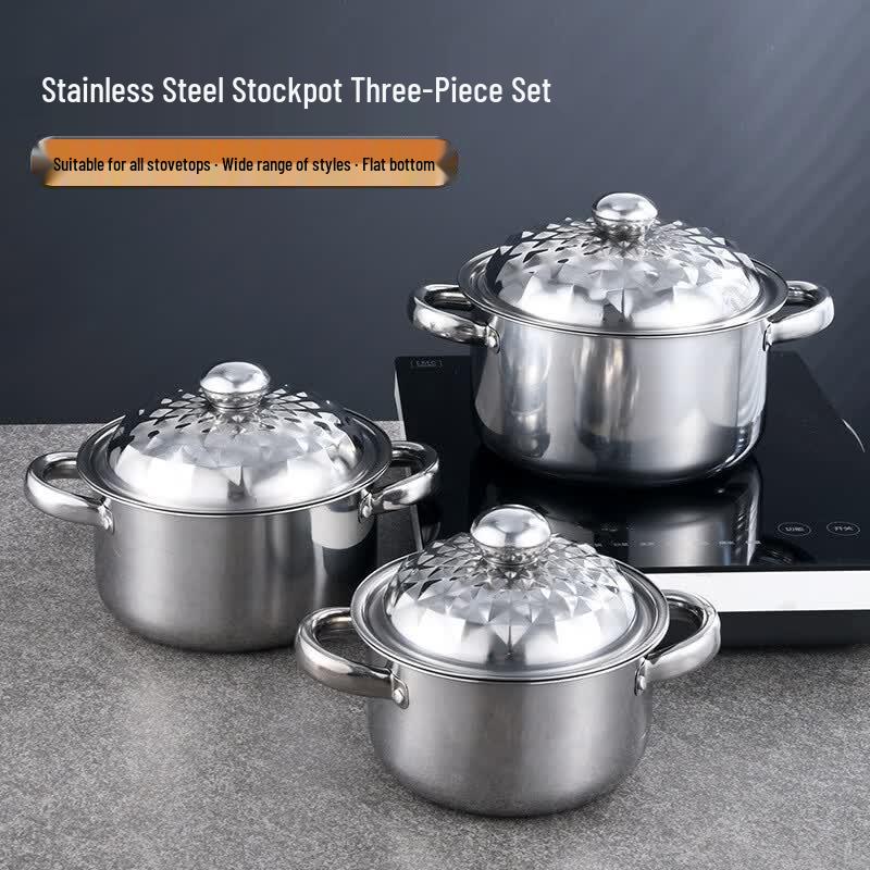 Wutuo 3-Piece Stainless Steel Soup Pot Set