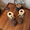 Big Head Snow Boots Winter New Round Toe Suede Lace-up Soft Sole Non-slip Warm Cotton Shoes