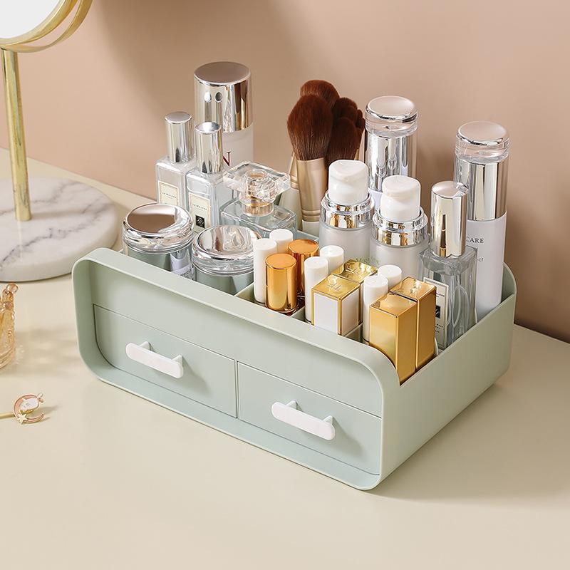 Household Cosmetics Storage Box, Desktop, Dresser Skin Care Products, Lipstick, Makeup Brush Cleaning Dustproof Drawer, White