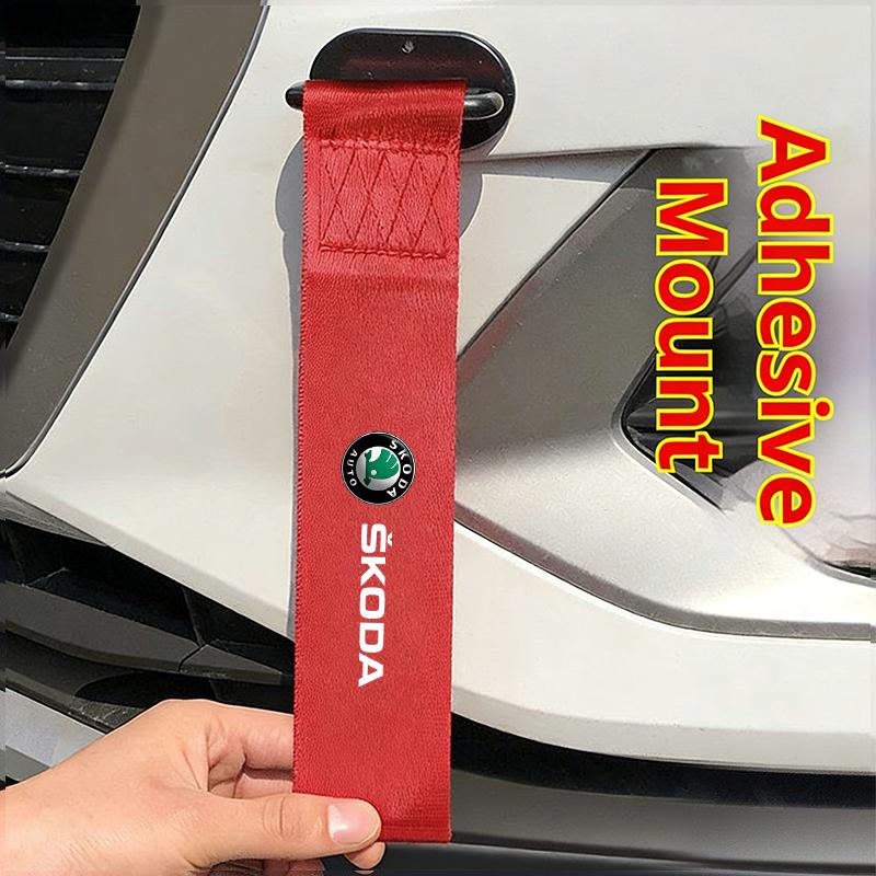 WUM1 Car Bumper Decoration Nylon Tow Truck with Personalized Tow Rope for Skoda Octavia Superb Rapid Kodiaya Kamia Scala Citigo