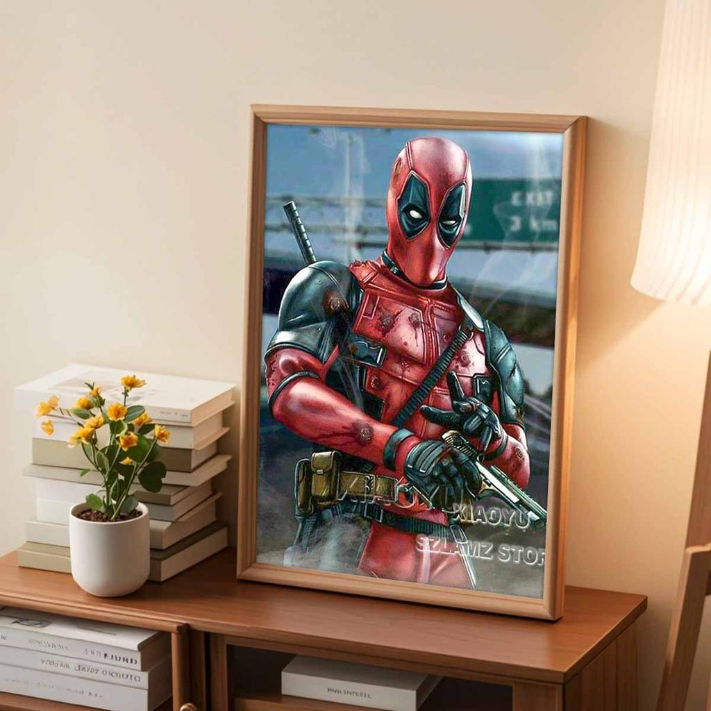 5D DIY Diamond Art Painting Kits for Adults, Deadpool Full Round Crystal Diamond Kits for Beginner for Home Wall Decorate