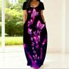 Curvy Women Round Neck Short Sleeve Dress Light Loose Outfit For Summer Daily Life