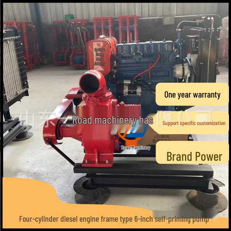 4102 Multi-Cylinder Diesel Engine 6-Inch Cast Iron Self-Priming High Flow Drainage Sewage Pump