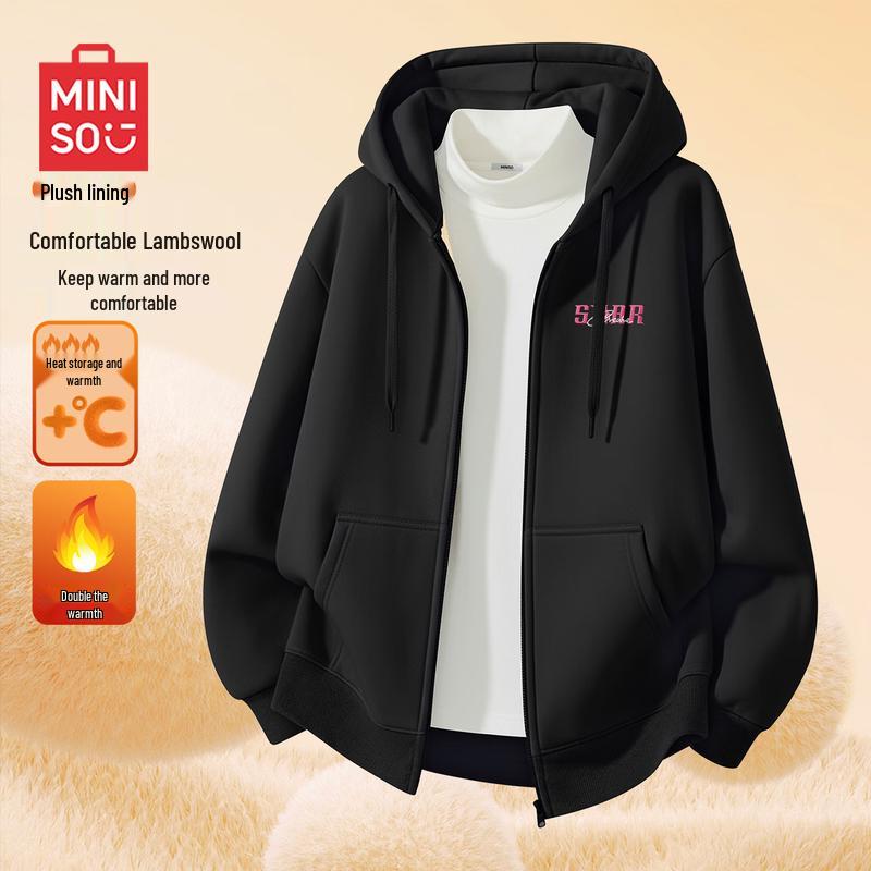 

MINISO Men s Sherpa Lined Hooded Sweatshirt L