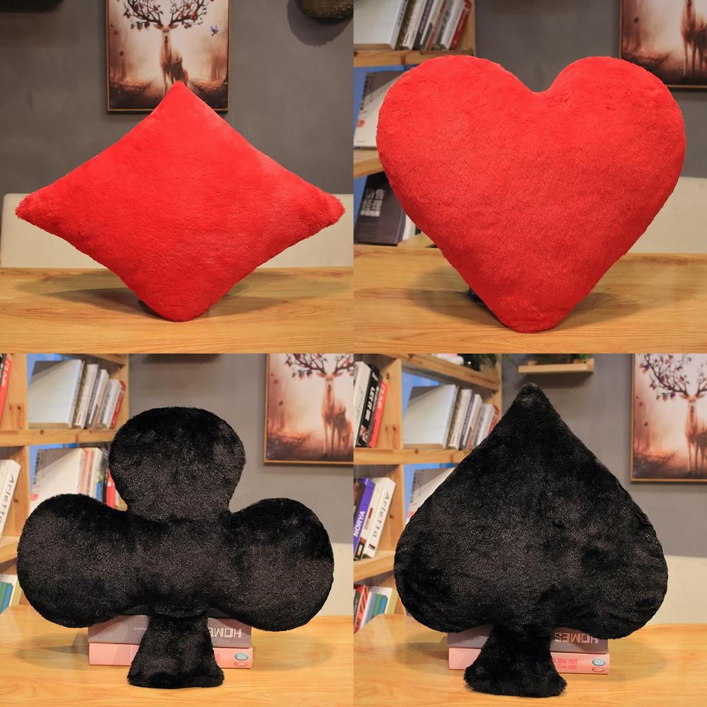 Classic Card Suit Plush Pillow With Soft Short Plush Cover For Home Decor And Lounge Comfort