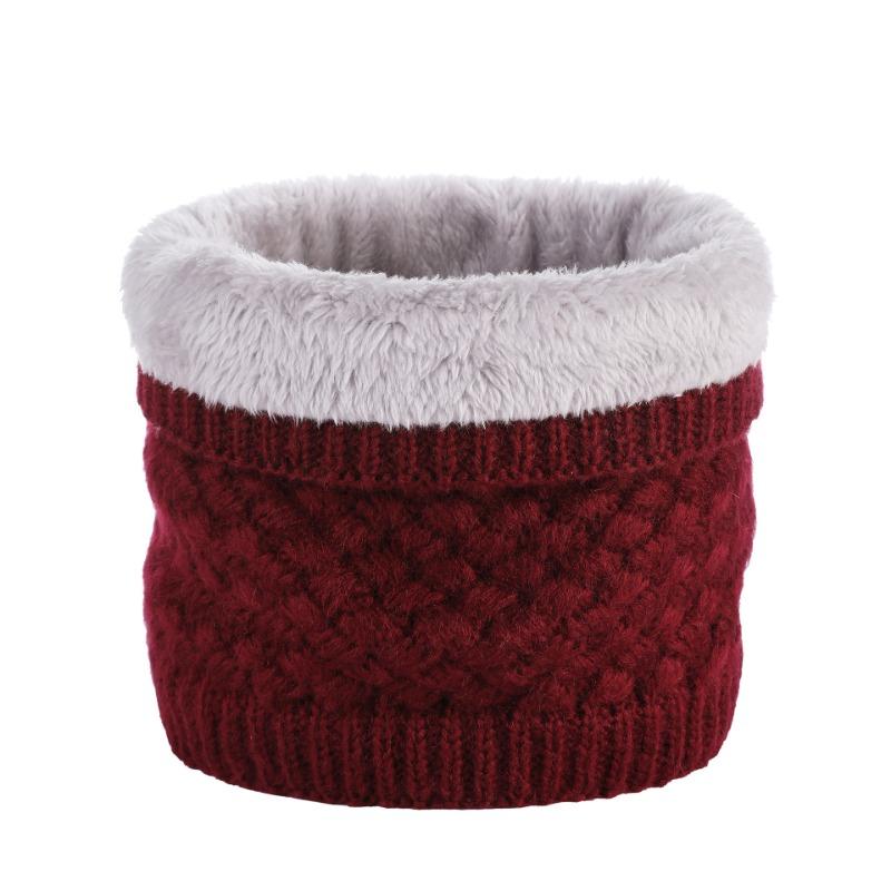 Winter Solid Color Velvet Neck Cover Female Cycling Knitted Wool Cover Neck Thickened Scarf Warm Scarf Autumn and Winter Windproof