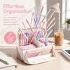 Large Capacity Magnetic Standing Pencil Case Portable Multi-layer Polka Dot Pen Bag Multifunctional Large Opening Stationery Bag
