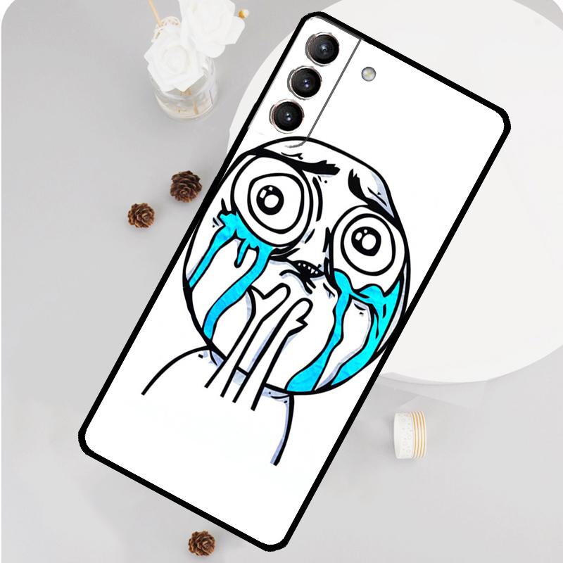 Troll Face Meme Case For Samsung Galaxy S23 FE S20 S21 S22 Ultra S8 S9 S10 Plus Note 10 20 Ultra Soft Cover