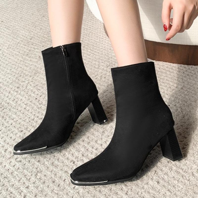 

Застежка-молния сзади, дизайнерские, осень 2025 года, новый стиль, простые, однотонные, на плоской подошве, нескользящие, до середины голени, повседневные, удобные, женские ботинки «Челси» 41