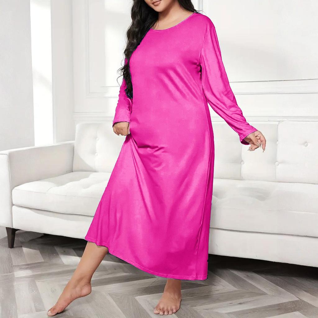 Damen Freizeitmode R-Ausschnitt Langarm Retro Weihnachtsprint Retro Kleid