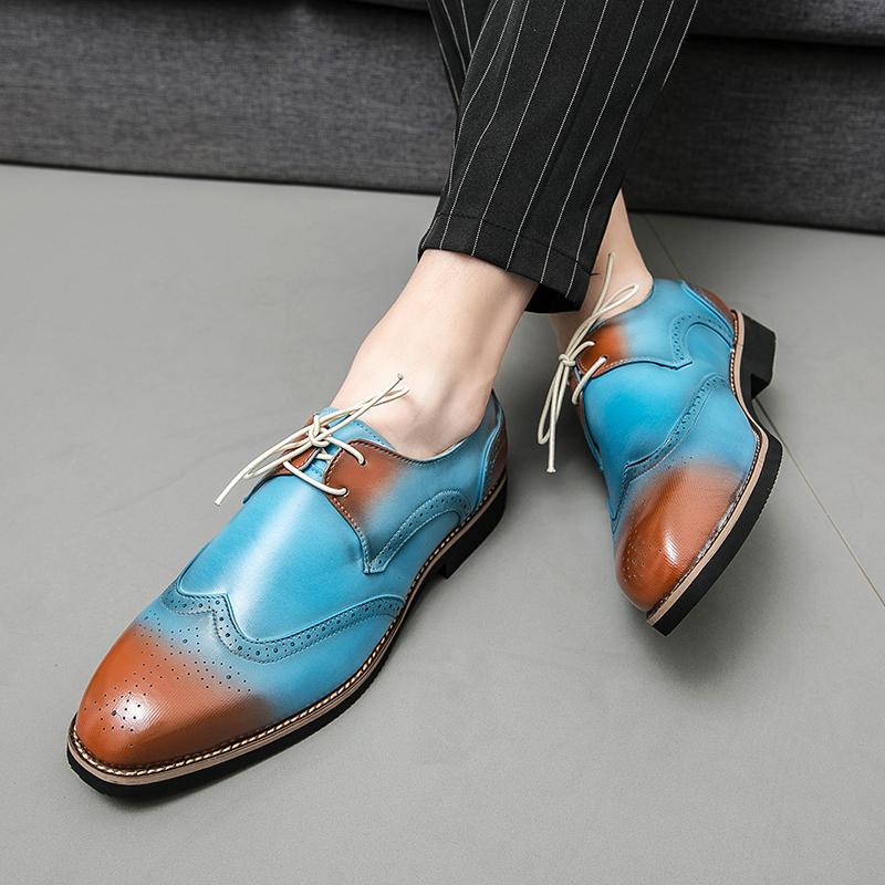 Mens Leather Dress Mens Classic Vintage Derby Brogue Shoes Designer Flats Men Loafers Business Office Formal Party Wedding Shoes