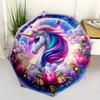 Magischer Einhorn Fantasy Automatischer Regenschirm Kompakt & Langlebig 8-Rippen-Design Faltbares Design Langlebiger Alltags-Regenschirm Regenschirm mit lebhaftem Muster