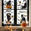 Window Decoration for Party 4 Sheets Halloween Black Cat Clings, Spooky Pumpkin Reusable Sticker Sticker, Double Sided Static Decals Glass Door Mirror