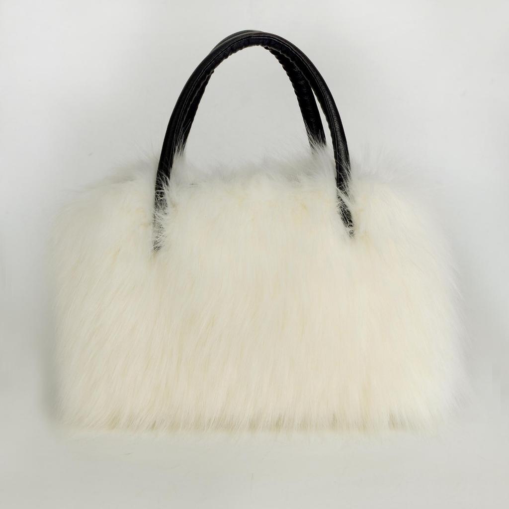 2024 Faux Fox Fur Plush Tote: Versatile & Stylish Handbag