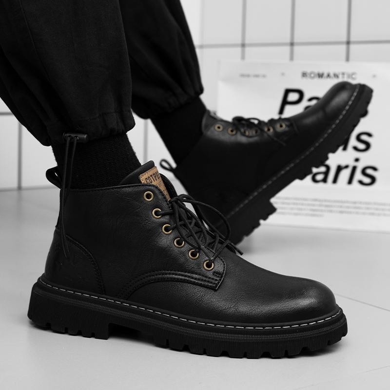 2025 New Casual Winter Shoes Non-Slip Outdoor Walking Booties Male Fashion Sneakers Men's Genuine Leather Lace-Up Ankle Boots