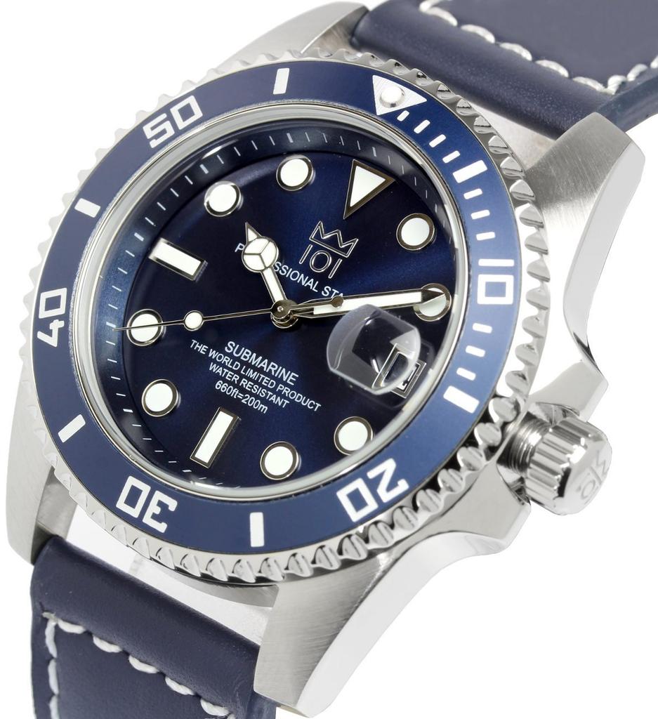 HYAKUICHI 101 Quartz 20 ATM Water Date Unidirectional Rotating Leather No.2 Diver's Watch, Resistant, Display, Bezel, Strap, Men's