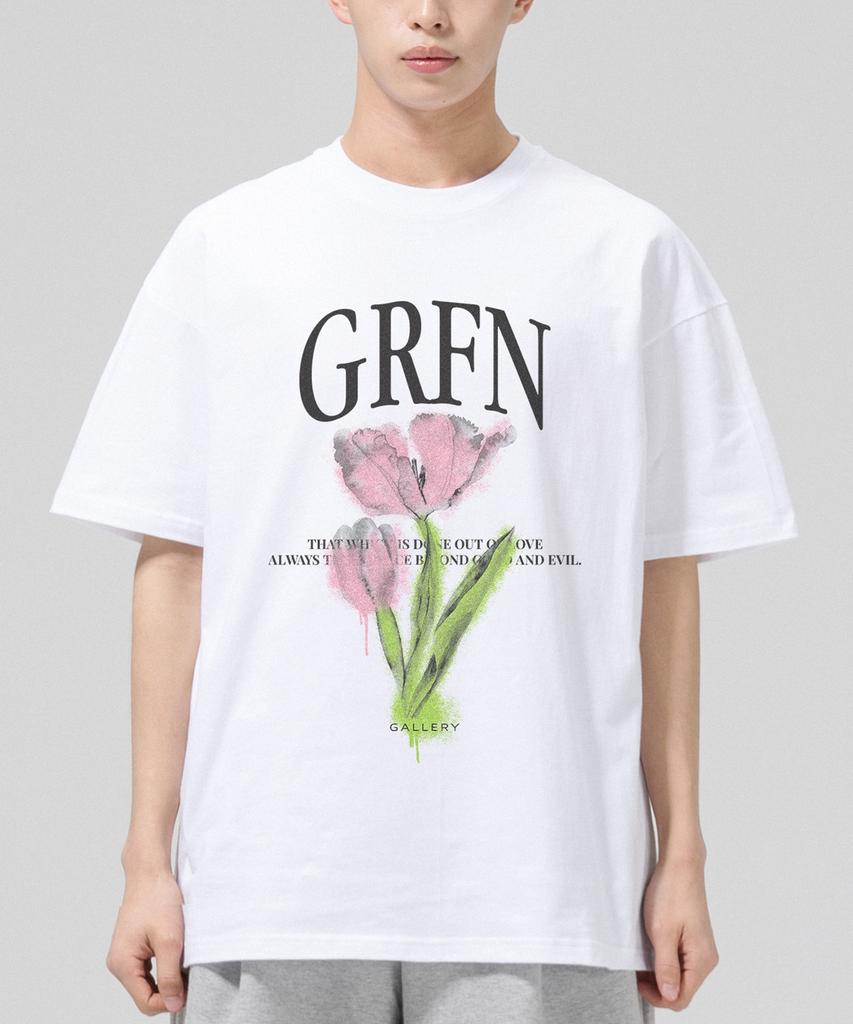 Geulaenpini Logo Flower Oversized Short Sleeve T-Shirt - White