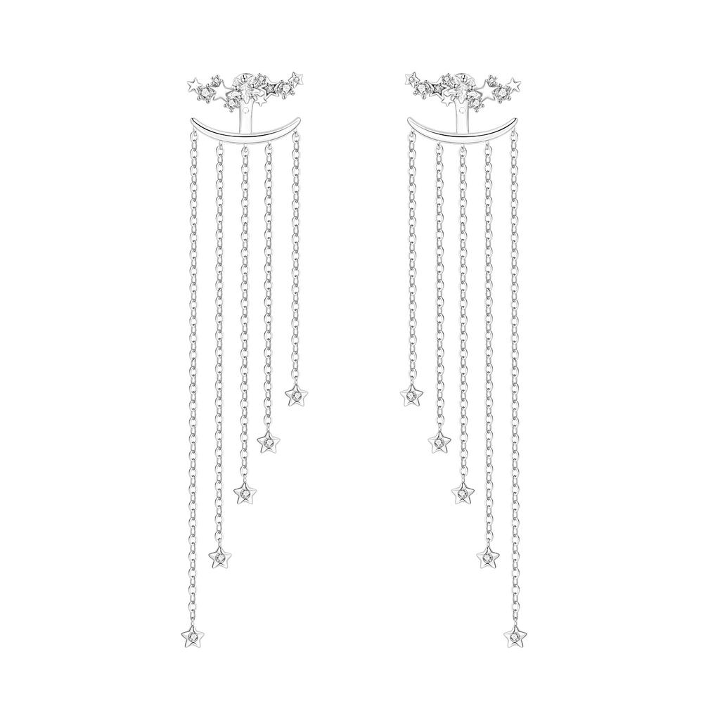 925 Silver Mysterious Star Moon Earrings Jewelry Versatile Hoop Earrings For Women Jewelry Birthday Party Fine Gifts