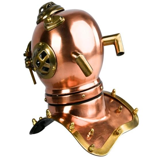 15.24 cm Brass Copper Diving Helmet Replica Nautical Marine Decor Steampunk Diver Helmet for Office, Shelf, or Collector Gift