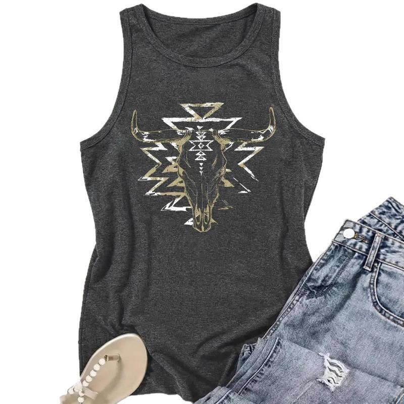 Casual Summer Sleeveless Women's Loose Horn-patterned Large Vest