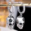 Gothic Dark Personalized Creative Skull Pendant Earrings Men and Women Classic Vintage Holiday Party Zircon Gifts