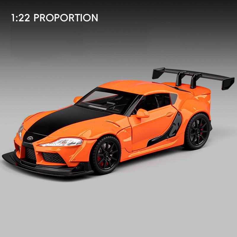 

New 1:24 Supra F9 JDM Supercar Alloy Car Model Sound and Light Pull Back Children s Toy Collectibles Birthday Gift оранжевый
