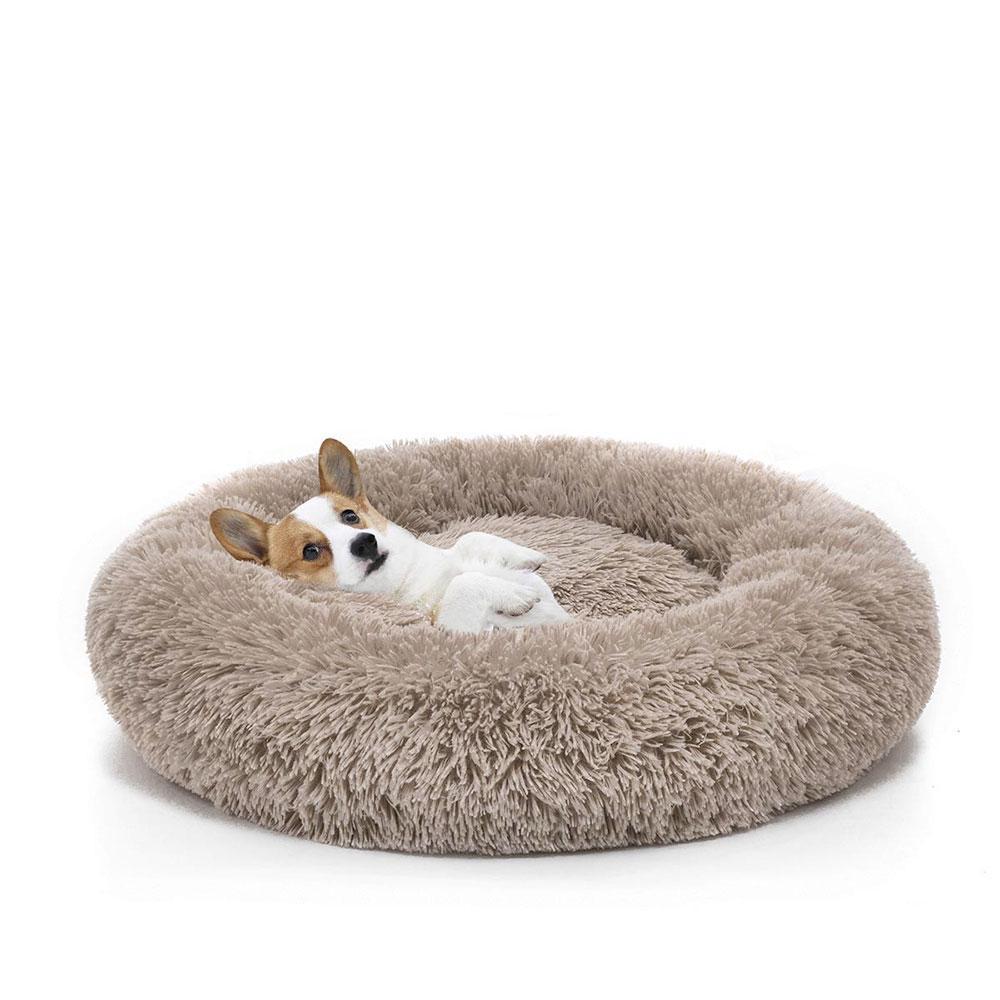 small round dog bed