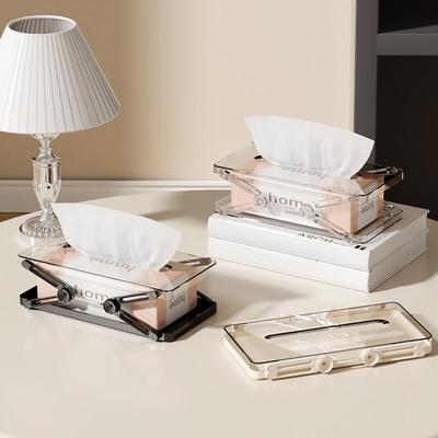 Desktop Tissue BoxTissue Storage Box For Home UseSpring-Loaded Extendable Tissue Storage Box For Living Room Coffee Table High