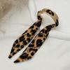 Leopard Print Silk Scarf Cuff Bangles Ribbon-Wrapped Hollow Flower Metal Wide Bracelet Vintage Adjustable Ethnic Style Wristband
