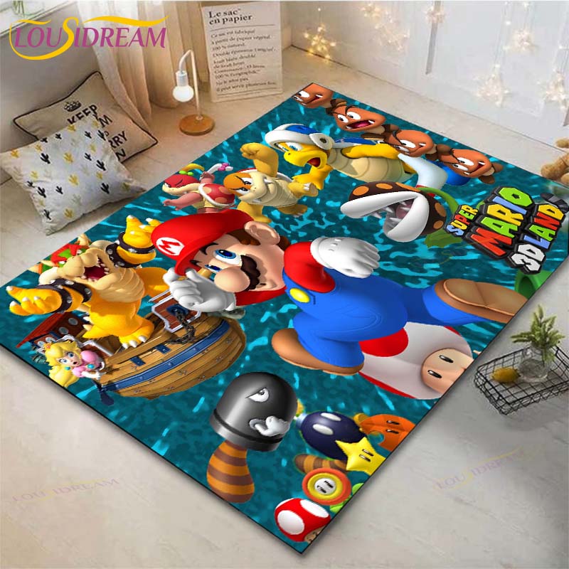 

Cartoon Mario Bros Carpets Kids Crawling Carpets Living Room Tea Table Mats Bedroom Rug Washable Floor Mats Household Area Mat 60cm x 90cm