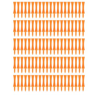 100Pcs 70mm Orange Plastic Golf Tees Set Lightweight Small Portable Trapezoidal Tees for Outdoor