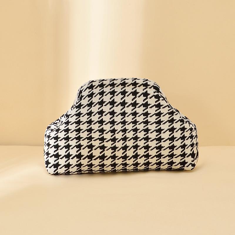 Knitted bag, striped clutch bag, women's flying woven clouds, versatile temperament, portable cosmetic bag, large capacity